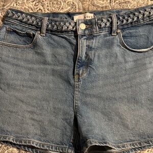 LOFT Braided Waist Denim Shorts in Light Blue